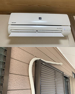 甲府市で2.2kwエアコン設置施工例